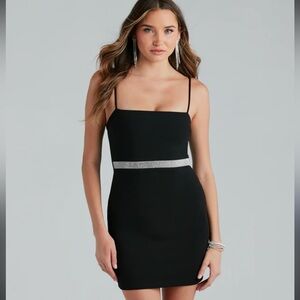 Small black pencil dress with gems